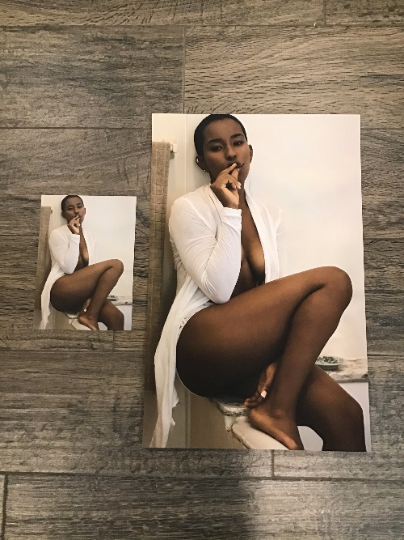 Elegance - 5x7, 11x17 Sensual Topless Woman Smoking Weed Poster Print